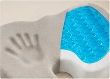 Grey cushion with blue gel insert detail